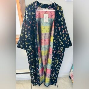 Elegant Black Butterfly Kimono